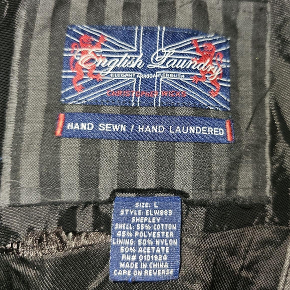 English Laundry Vest Men's Medium Black Gray Pinstriped Pockets Back Classic L - Picture 3 of 8